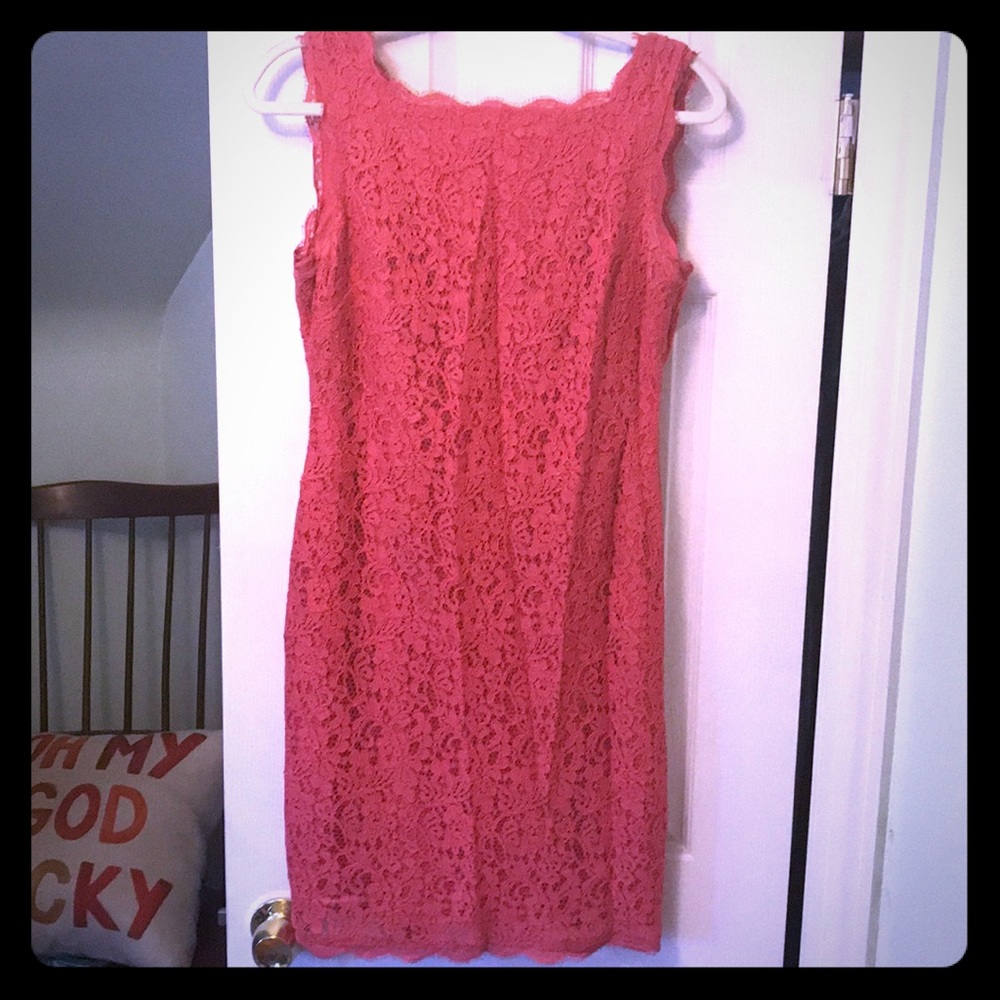 Adriana Papell- Coral Lace Dress- Sz 10